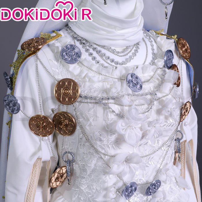 【Size S-2XL】DokiDoki-R Game Cosplay White Blue Dress Halloween