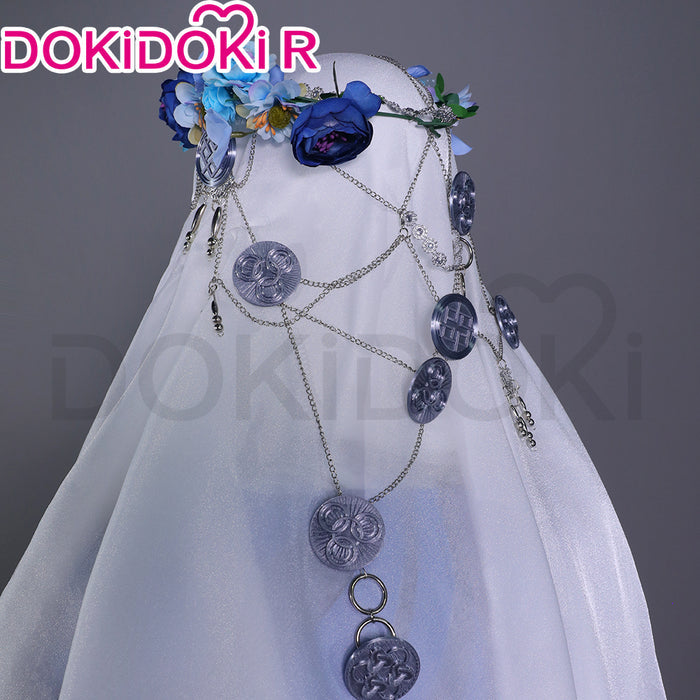 【Size S-2XL】DokiDoki-R Game Cosplay White Blue Dress Halloween