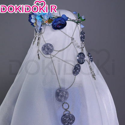 【Size S-2XL】DokiDoki-R Game Cosplay White Blue Dress Halloween