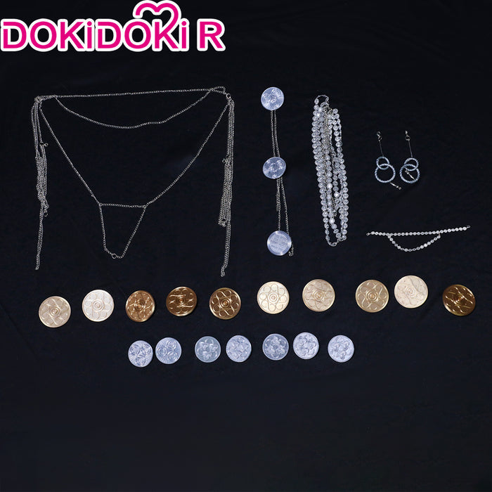 【Size S-2XL】DokiDoki-R Game Cosplay White Blue Dress Halloween