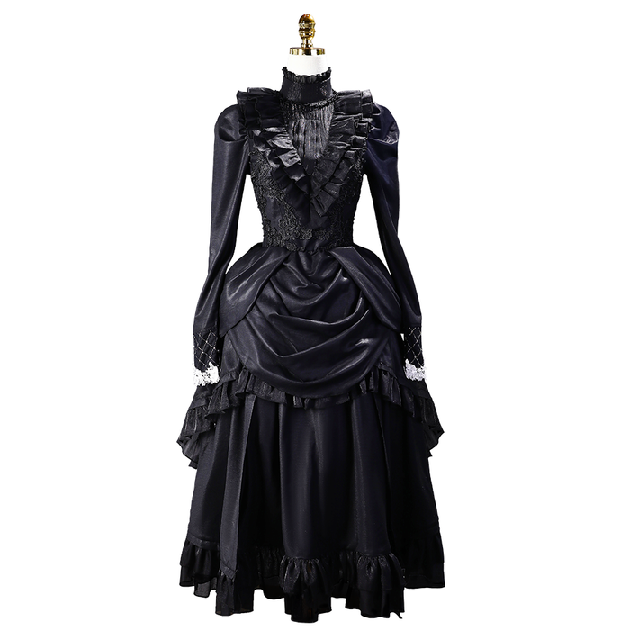 【Size S-3XL】DokiDoki-R Game Cosplay Black Dress Lolita Halloween
