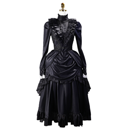 【Size S-3XL】DokiDoki-R Game Cosplay Black Dress Lolita Halloween
