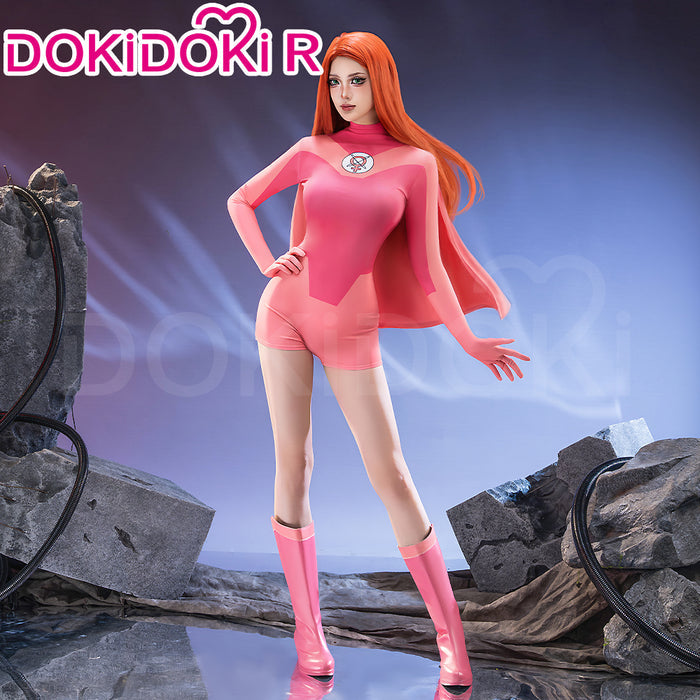 【Size S-3XL】DokiDoki-R Movie Cosplay Pink Female Costume Bodysuit