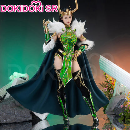 【Size S-3XL】Dokidoki-SR Game Cosplay Green Costume With Cloak / Horn Lady