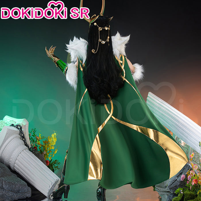 【Size S-3XL】Dokidoki-SR Game Cosplay Green Costume With Cloak / Horn Lady