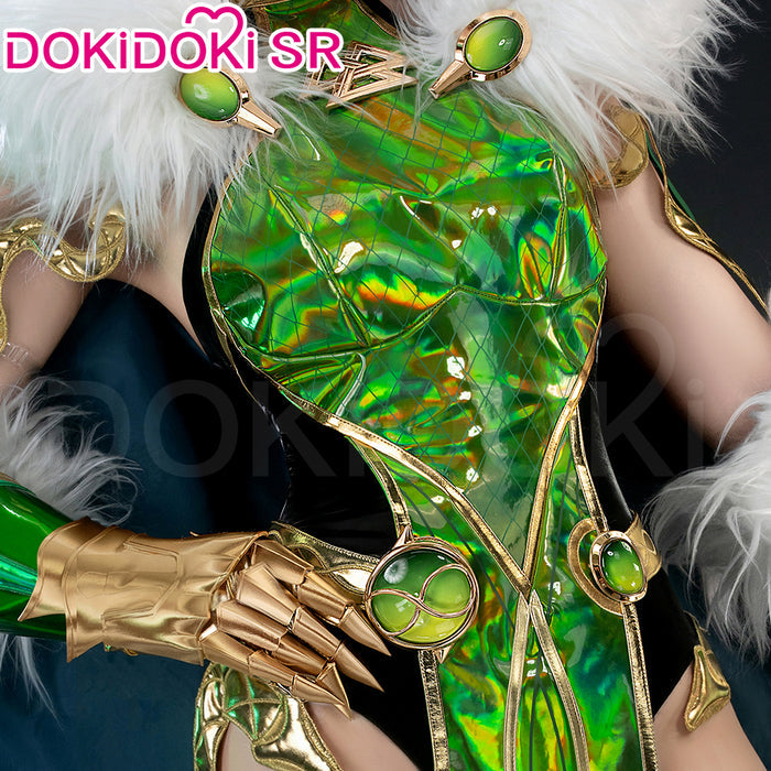 【Size S-3XL】Dokidoki-SR Game Cosplay Green Costume With Cloak / Horn Lady