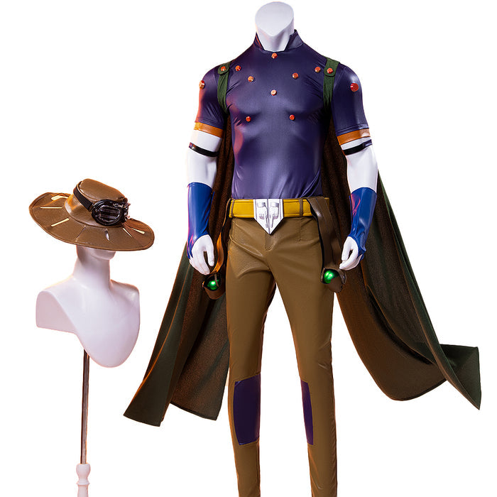 【Size XS-2XL】DokiDoki-R Anime Cosplay Costume Blue Top Brown Pants Green Cloak Suit
