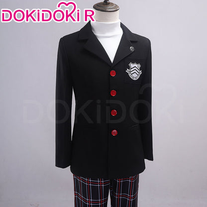 【Size XS-2XL】DokiDoki-R Anime Cosplay School Uniform Costume Black Suit Plaid Pants Casual Wear