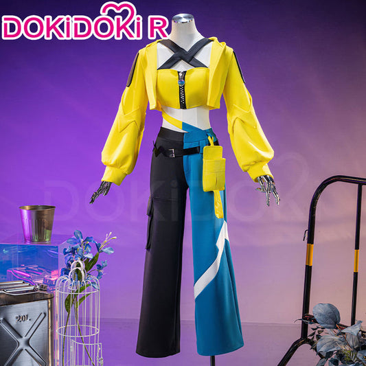 【Size XS-2XL】DokiDoki-R Game Cosplay Costume Yellow Coat Black Blue Pants