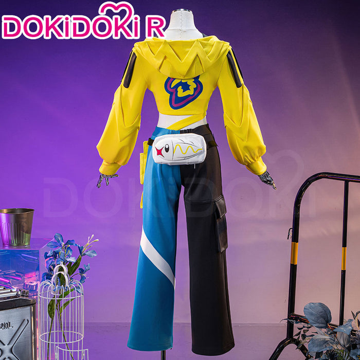 【Size XS-2XL】DokiDoki-R Game Cosplay Costume Yellow Coat Black Blue Pants