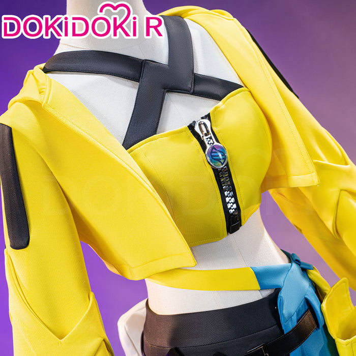 【Size XS-2XL】DokiDoki-R Game Cosplay Costume Yellow Coat Black Blue Pants