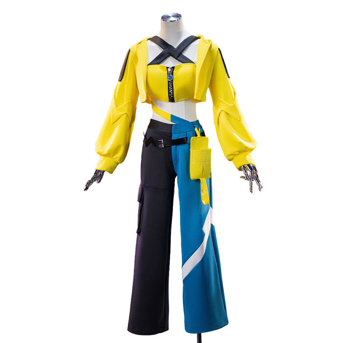 【Size XS-2XL】DokiDoki-R Game Cosplay Costume Yellow Coat Black Blue Pants