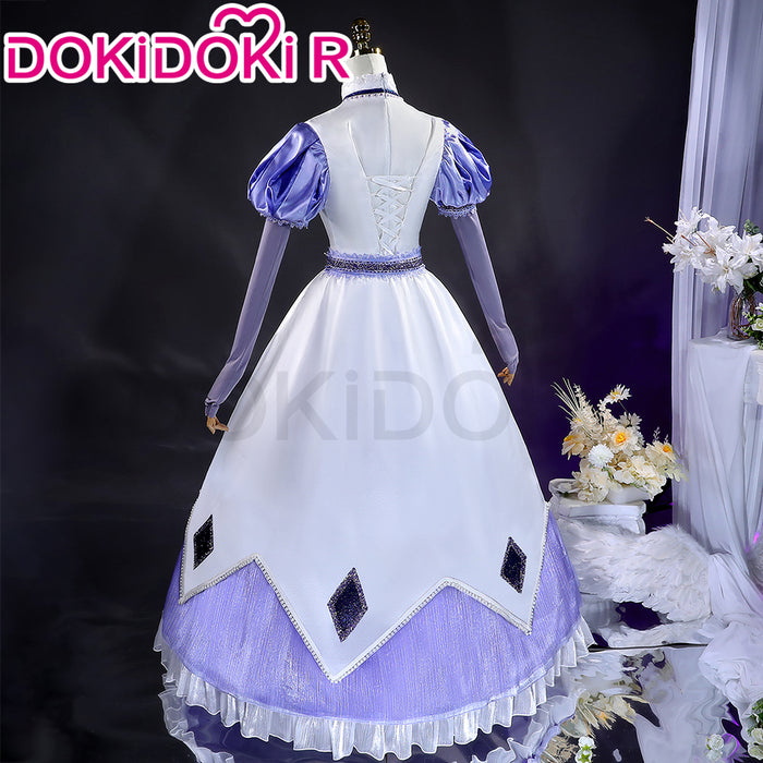 【Size XS-3XL】DokiDoki-R Anime Cosplay Costume White Purple Long Dress