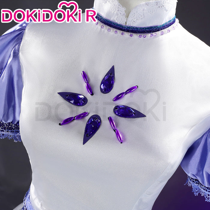 【Size XS-3XL】DokiDoki-R Anime Cosplay Costume White Purple Long Dress