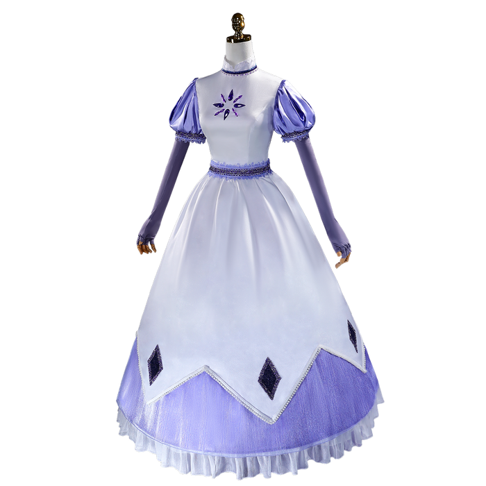 【Size XS-3XL】DokiDoki-R Anime Cosplay Costume White Purple Long Dress