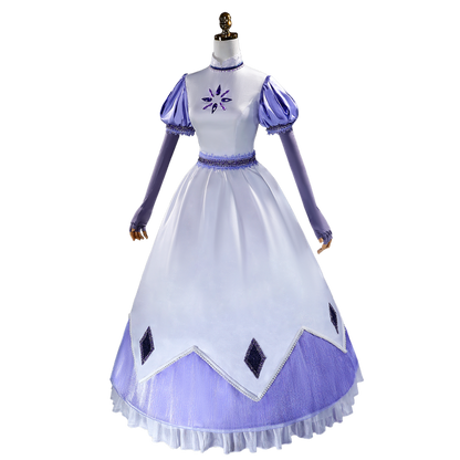 【Size XS-3XL】DokiDoki-R Anime Cosplay Costume White Purple Long Dress