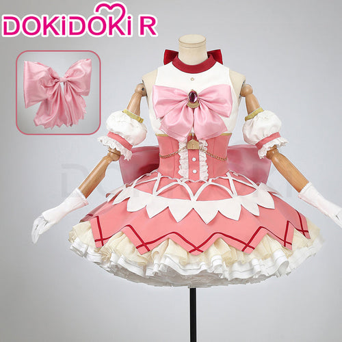【Size XS-XL】DokiDoki-R Anime Cosplay White Pink Cute Dress Costume