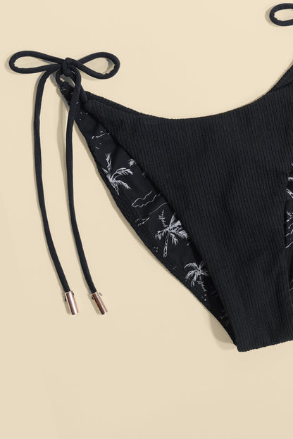 Sunny String Ultra Cheeky Bikini Bottom - Black Bold Rib
