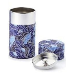 Tea Tin, Washi Purple/Blue Fans, 1-3 oz
