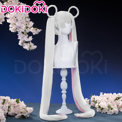 【Twin Tails Ver Ready For Ship】【120CM】DokiDoki Anime Cosmic Princess Kaguya! Cosplay Yachiyo Runami Wig Long Straight Sliver Pink Hair Twin Tails Side Ponytail