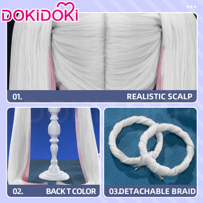 【Twin Tails Ver Ready For Ship】【120CM】DokiDoki Anime Cosmic Princess Kaguya! Cosplay Yachiyo Runami Wig Long Straight Sliver Pink Hair Twin Tails Side Ponytail