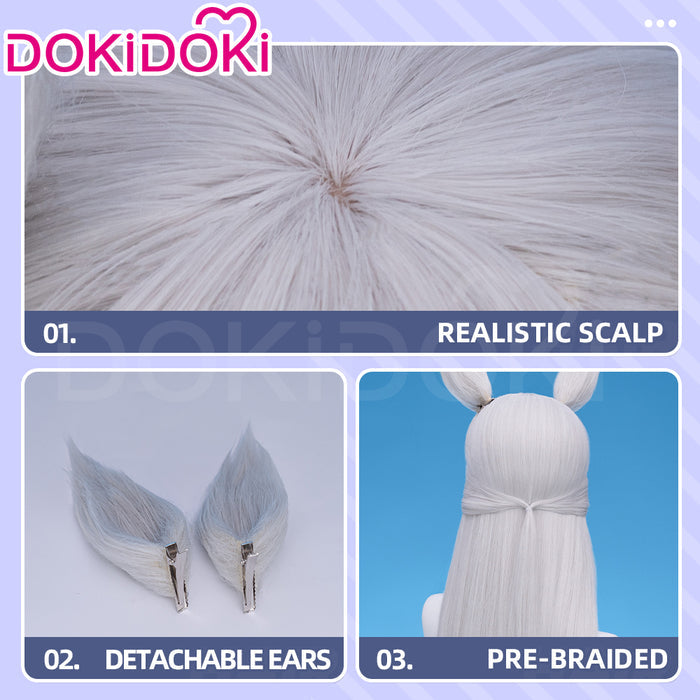 【US/EU LOCAL SHIPPING 】 DokiDoki Game Cosplay Wig Long Straight Silver Hair