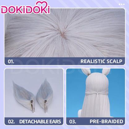 【US/EU LOCAL SHIPPING 】 DokiDoki Game Cosplay Wig Long Straight Silver Hair