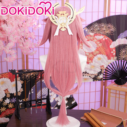 【US/EU Local Shipping】DokiDoki Game Genshin Impact Yae Miko Cosplay Wig Long Dark Pink