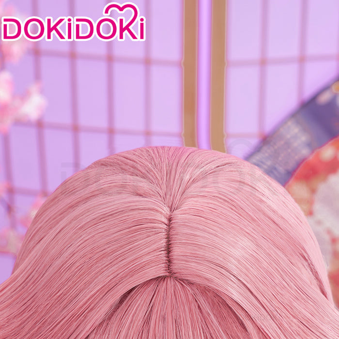 【US/EU Local Shipping】DokiDoki Game Genshin Impact Yae Miko Cosplay Wig Long Dark Pink