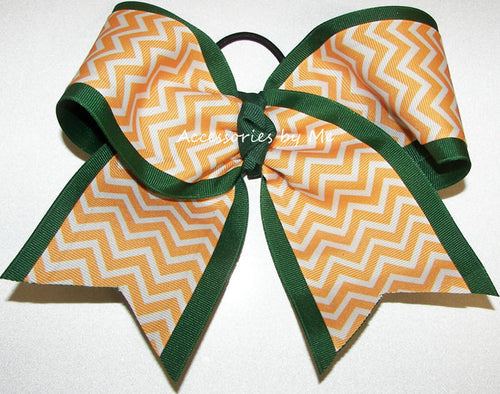 Chevron Yellow Gold Green Big Cheer Bow