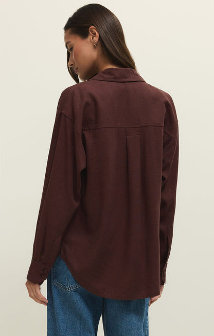 Z Supply Alfie Button Up Shirt in Chocolate Cherry Z Supply Alfie Button Up Shirt in Chocolate Cherry Tops