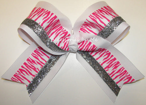 Tigers Hot Pink White Big Cheer Bow